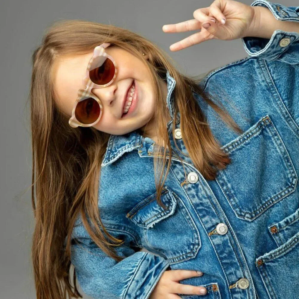 NEW Burberry JB4355 KIDS 397273 Check Pink Bronze  Round Unisex Sunglasses